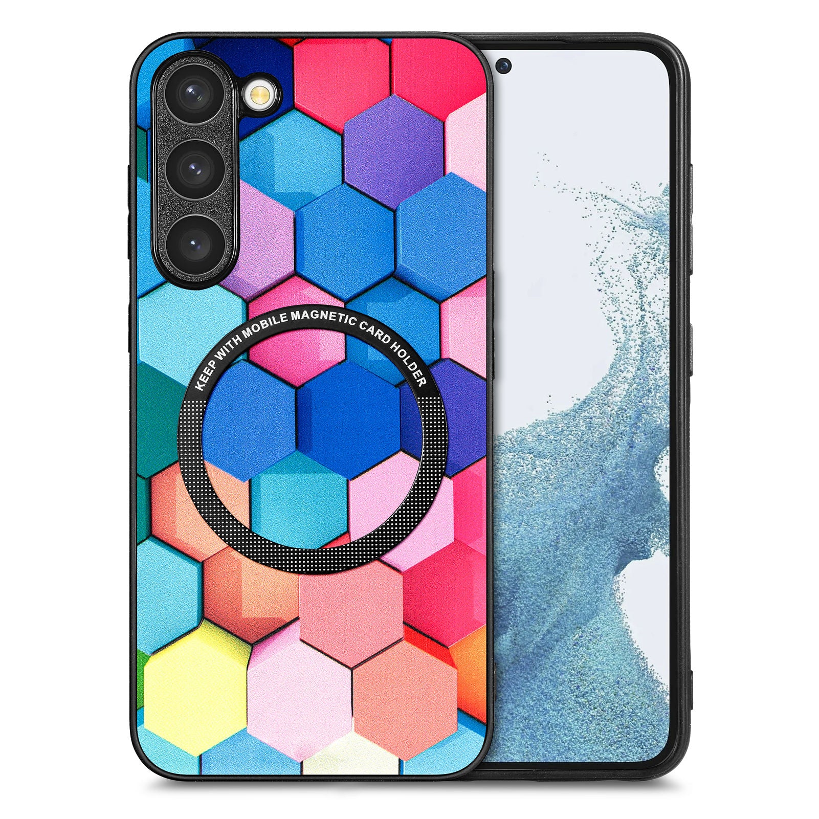 For Samsung Galaxy S23 Stylish Pattern Metal Ring Design Phone Case PC TPU PU Leather Coating Drop-proof Cover For Samsung Galaxy S23 Stylish Pattern Metal Ring Design Phone Case PC TPU PU Leather Coating Drop-proof Cover